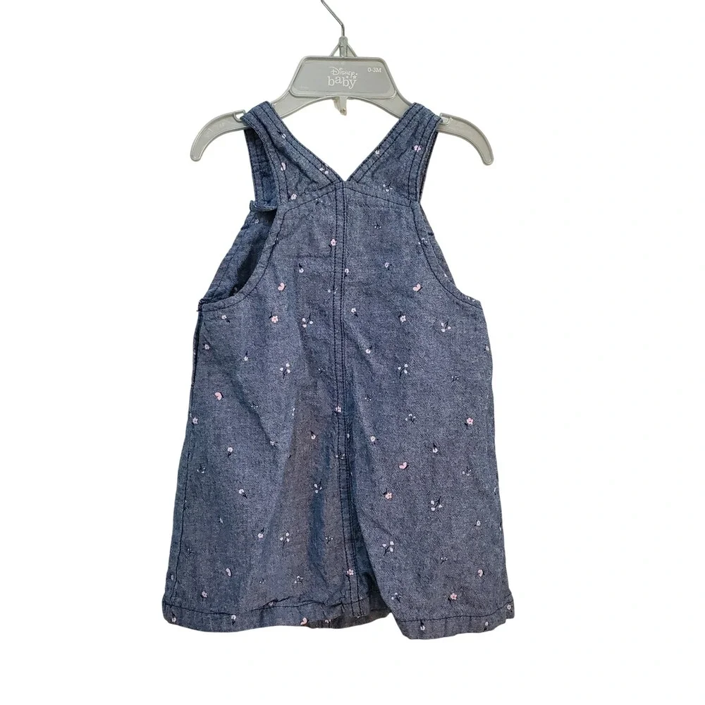 Carter's Chambray Overalls‎ Dress Floral Accents Buttons Size 18M